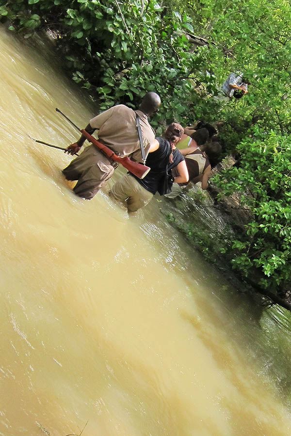 Crossing a river in Mole National Park, Ghana